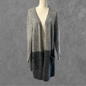 MAX STUDIO | Gray Color Block Wool & Alpaca Open Front Cardigan Sweater Size 1X